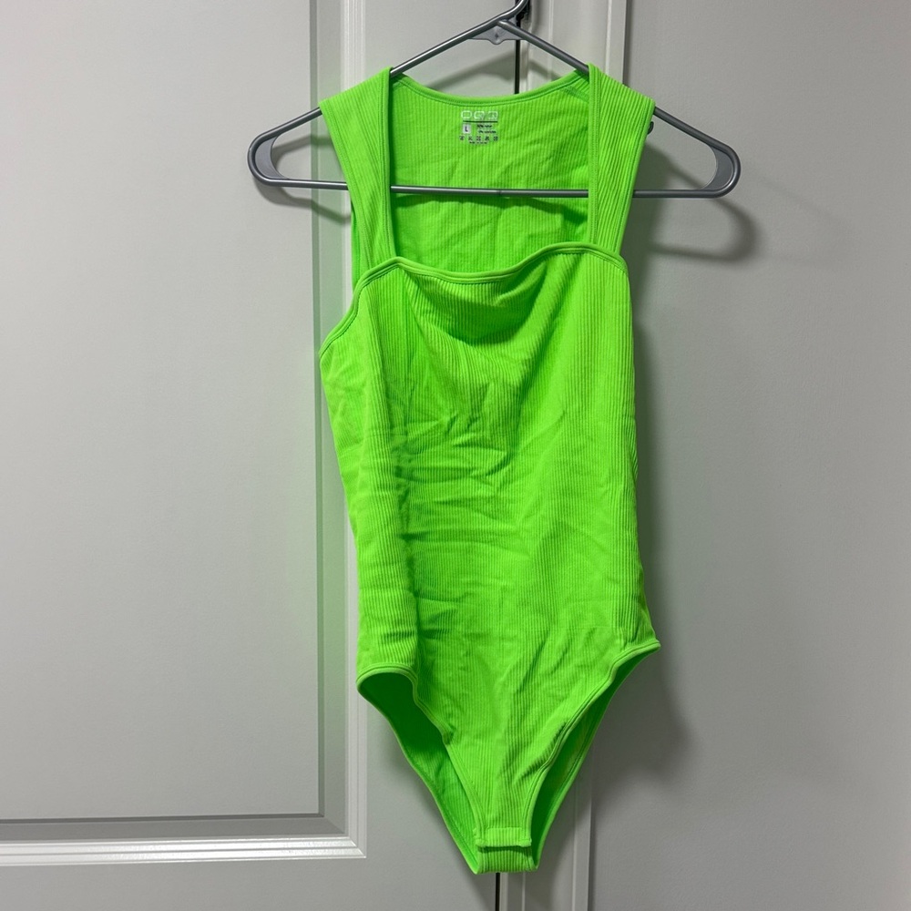 Neon Green Ribbed Bodysuit